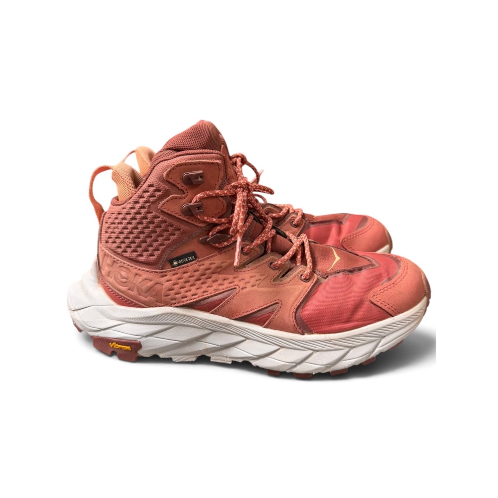 Hoka Anacapa Mid GTX Hiking Boots Hot Sauce Orange Red Womens 7.5 Leather Vibram